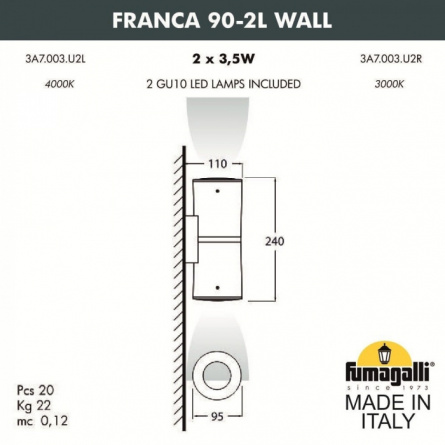 Архитектурная подсветка Franca 90 3A7.003.000.AXU2L фото 2