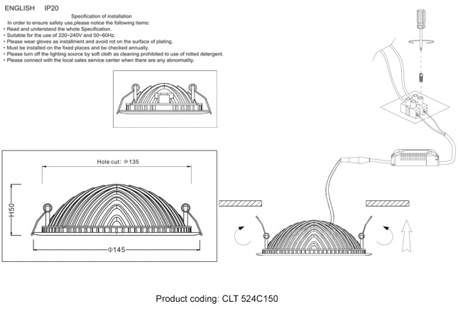 Светильник встраиваемый Crystal Lux CLT 524C150 WH фото 4