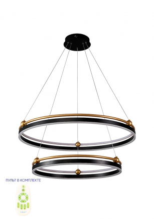 Люстра Crystal Lux FERNANDO SP123W LED D600+800 BLACK/GOLD фото 1