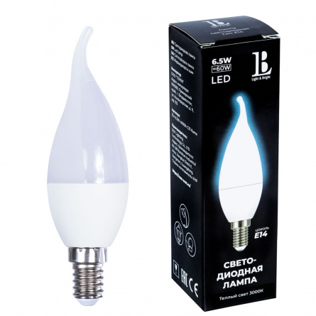 Лампочка светодиодная  E14-6,5W-3000К-C37-flame_lb фото 1