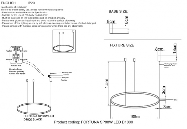 Люстра Crystal Lux FORTUNA SP88W LED D1000 BLACK фото 5